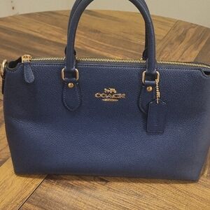 Coach Blue Leather Georgia Satchel With Crossbody Strap